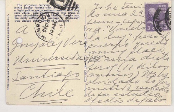 [Postal] 1946 abr. 22, Santa Bárbara, California [a] José Santos González Vera