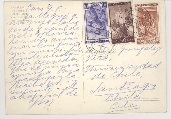 [Postal] 1951, diciembre, Rapallo, Italia [a] José Santos González Vera