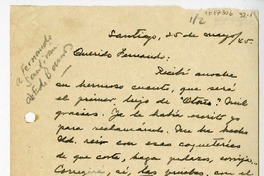 [Carta] 1945 mayo 25, Santiago, Chile [a] Fernando Santiván