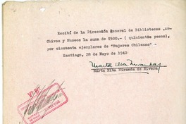 [Recibo] 1940 mayo 28, Santiago, Chile [a] Biblioteca Nacional de Chile
