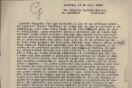 [Carta] 1949 noviembre 14, Mendoza, Argentina [a] Edgardo Garrido Merino, Santiago [Chile]