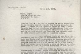 [Carta] 1969 febrero 12, Cordoba, Argentina [a] Camilo Pérez de Arce, Bonn [Alemania]