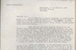 [Carta] 1978 abril 17, Barcelona, España [a] Juan Mujica de la Fuente, Santiago, Chile