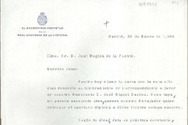 [Carta] 1980 enero 30, Madrid, España [a] Juan Mujica de la Fuente