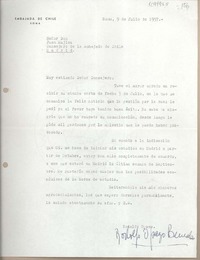 [Carta] 1957 julio 9, Roma, Italia [a] Juan Mujica de la Fuente