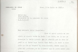 [Carta] 1957 julio 9, Roma, Italia [a] Juan Mujica de la Fuente
