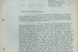 [Carta] 1963 diciembre 13, Arequipa, Perú [a] Teresa Donoso Loero