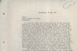 [Carta] 1962 septiembre 8, Arequipa, Perú [a] Juan Guzmán Cruchaga, Santiago, Chile