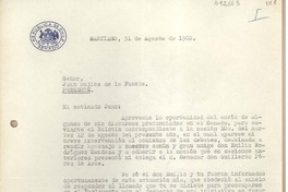 [Carta] 1960 agosto 31, Santiago, Chile [a] Juan Mujica de la Fuente, Arequipa, Perú