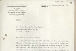 [Carta] 1966 noviembre 5, Göteborg, Suecia [a] Juan Mujica, Lima, Perú