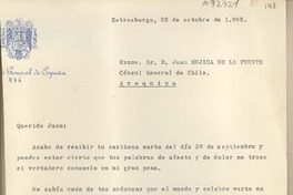 [Carta] 1962 octubre 22, Estrasburgo, Francia [a] Juan Mujica, Arequipa, Perú