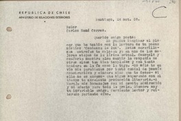 [Carta] 1958 septiembre 24, Santiago, Chile [a] Carlos René Correa