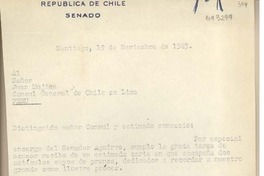 [Carta] 1963 noviembre 19, Santiago, Chile [a] Juan Mujica de la Fuente, Lima, Perú