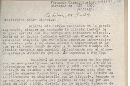 [Carta] 1964 enero 28, Lima, Perú [a] Fernando Orrego Puelma, Santiago, Chile