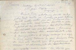 [Carta] 1960 agosto 25, Santiago, Chile [a] Juan Mujica, Arequipa, Perú