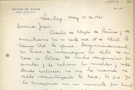 [Carta] 1961 mayo 19, Santiago, Chile [a] Juan Mujica, Arequipa, Perú