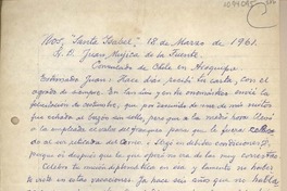 [Carta] 1961 marzo 18, Santiago, Chile [a] Juan Mujica, Arequipa, Perú