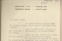 [Carta] [1964], Santiago, Chile [a] Juan Mujica