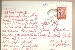 [Tarjeta postal] 1969 abril 19, Buenos Aires, Argentina [a] Juan Mujica, Córdoba