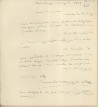 [Carta] 1941 marzo 5, Santiago, Chile [a] Juan Mujica
