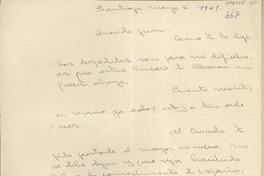 [Carta] 1941 marzo 5, Santiago, Chile [a] Juan Mujica