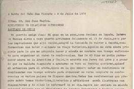 [Carta] 1959 julio 4, a bordo del Cabo San Vicente [a] Juan Mujica, Santiago, Chile