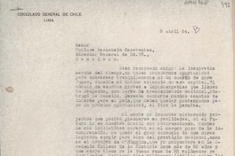 [Carta] 1964 abril 8, Lima, Perú [a] Enrique Bernstein Carabantes, Santiago, Chile