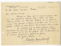 [Carta] 1951 febrero 12, Negury, Vizcaya, España [a] Juan Mujica de la Fuente, Bilbao