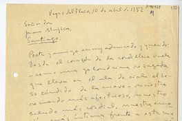 [Carta] 1952 abril, 10, Vegas del Flaco, Chile [a] Juan Mujica de la Fuente