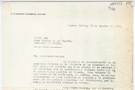 [Carta] 1943 agosto 20, Buenos Aires, Argentina [a] Juan Mujica de la Fuente