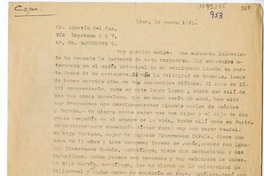 [Carta] 1975 enero 16, Lima, Perú [a] Agustín del Saz, Barcelona, España