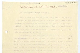 [Carta] 1943 octubre 22, Valparaíso, Chile [a] Juan Mujica, Santiago