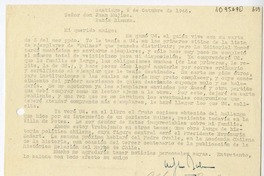 [Carta] 1946 octubre 9, Santiago, Chile [a] Juan Mujica, Bahía Blanca, Argentina