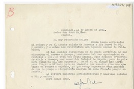 [Carta] 1951 enero 17, Santiago, Chile [a] Juan Mujica, Bilbao, España