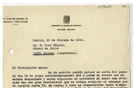 [Carta] 1948 febrero 19, Madrid, España [a] Juan Mujica, Bahía Blanca, Argentina