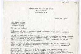 [Carta] 1950 marzo 20, New York [a] Juan Mujica de la Fuente, Bilbao, España