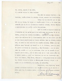 [Carta] 1949 agosto 2, Buenos Aires, Argentina [a] Juan Mujica de la Fuente, Bilbao, España