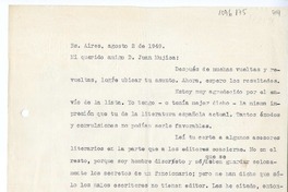 [Carta] 1949 agosto 2, Buenos Aires, Argentina [a] Juan Mujica de la Fuente, Bilbao, España