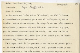 [Carta] 1966 julio 14, Santiago, Chile [a] Juan Mujica