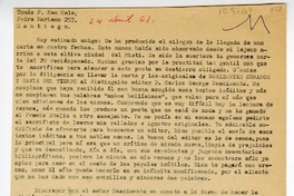 [Carta] 1961 abril 24, Arequipa, Perú [a] Tomás P. Mac Hale, Santiago, Chile