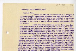 [Carta] 1930 mayo 28, Santiago, Chile [a] Juan Mujica de la Fuente
