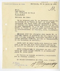 [Carta] 1935 julio 30, Barcelona, España [a] Juan Mujica de la Fuente, Bilbao