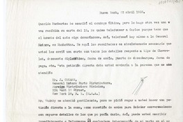 [Carta] 1952 abril 22, Nueva York, [a] Humberto Díaz-Casanueva, [Italia]