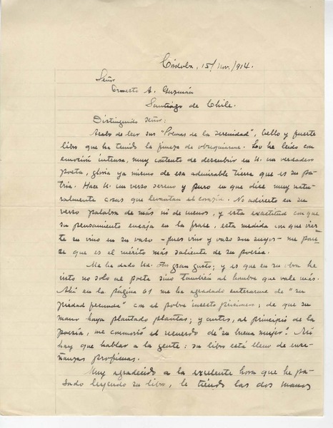 [Carta] 1914 nov. 15, Córdoba, Argentina [a] Ernesto A. Guzmán