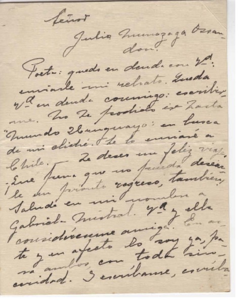 [Carta] 1919 sep. 3, Montevideo, Uruguay [a] Julio Munizaga Ossandón