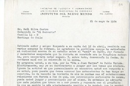 [Carta] 1964 mayo 21, Córdoba, Argentina [a] Raúl Silva Castro