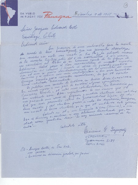 [Carta] 1955 nov. 9, Buenos Aires, Argentina [a] Joaquín Edwards Bello