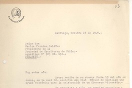 [Carta] 1949 oct. 25, Santiago, Chile [a] Carlos Préndez Saldías