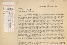 [Carta] 1960 agosto 28, Arequipa, Perú [a] Alberto Nogués, Asunción, Paraguay