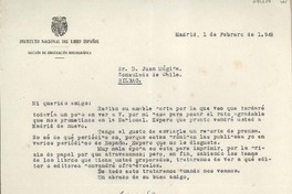 [Carta] 1949 febrero 1, Madrid, España [a] Juan Mujica de la Fuente, Bilbao
